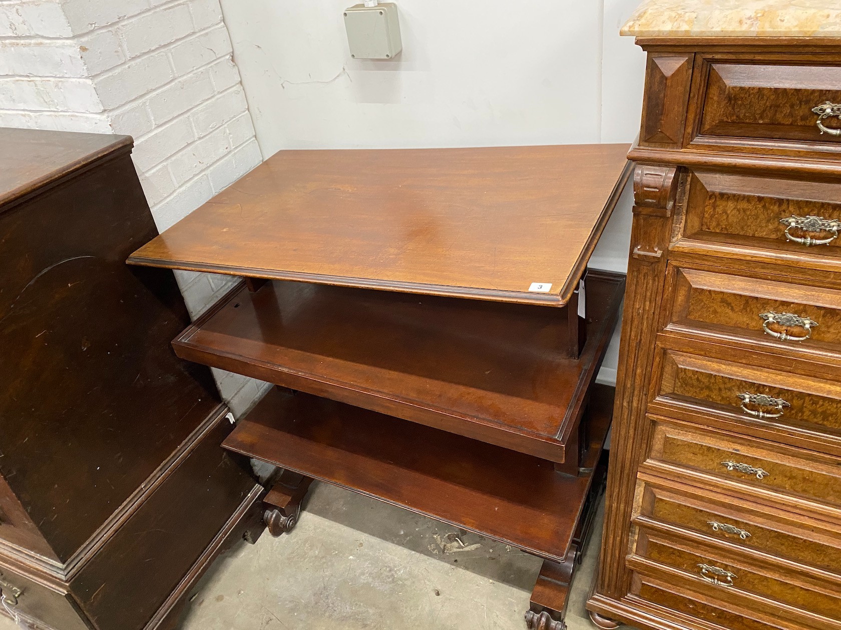 A Victorian mahogany metamorphic buffet, length 96cm, depth 58cm, height 106cm